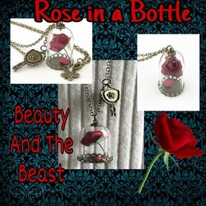 Rose under Glass Beauty and the Beast Necklace